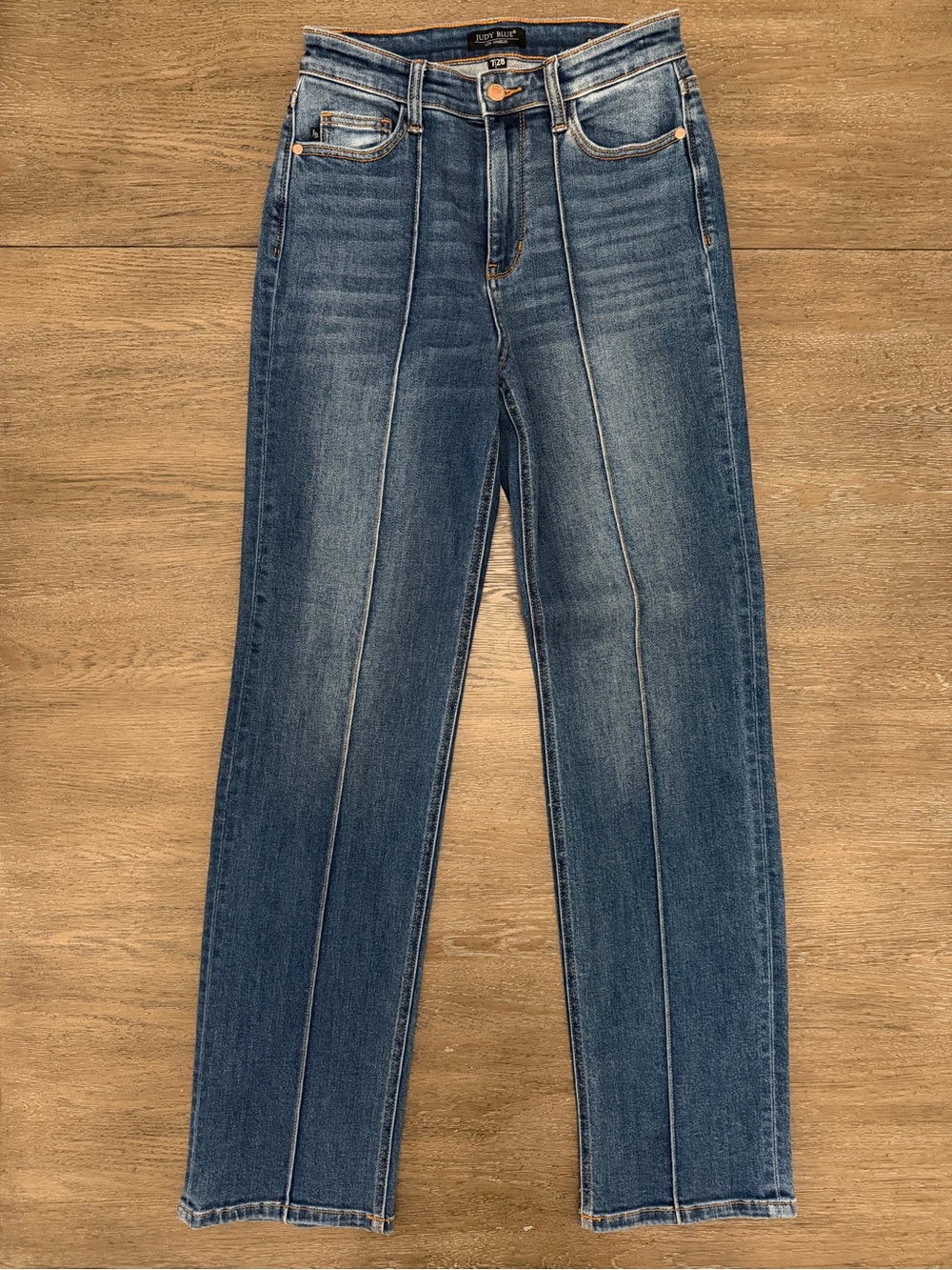 Judy Blue Medium Wash High Rise Seam-Front Straight Leg Jeans Size 7/28 - Picture 11 of 13